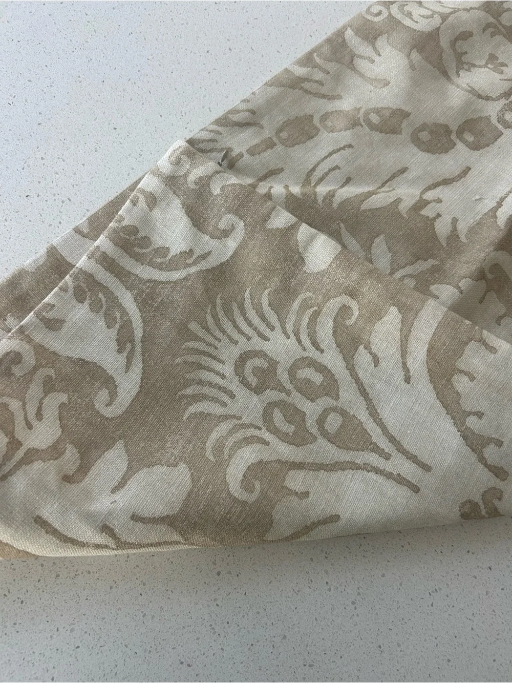 POTTERY BARN Damask Printed Lumbar Pillow cover neutral ivory 26”x16” NWOT